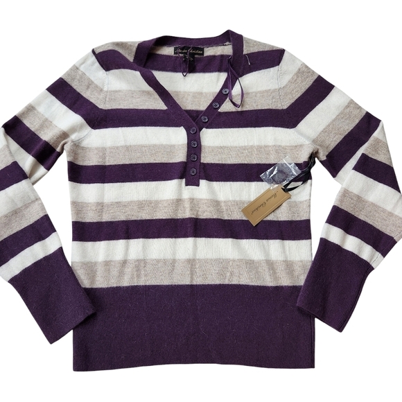 New with Tags Marisa Christina Angora Wool Blend Striped Sweater sz L - Picture 1 of 4